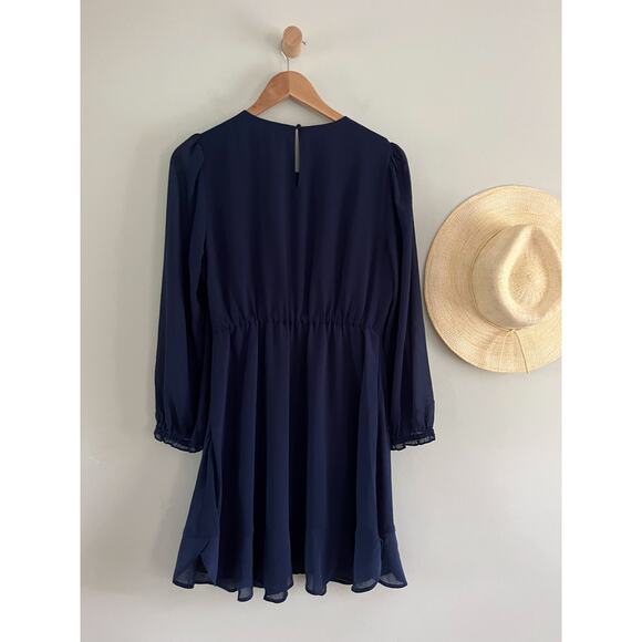 J Crew Factory | NWT | Mini dress with flounce hem | Navy | Sz 8 - Picture 8 of 13